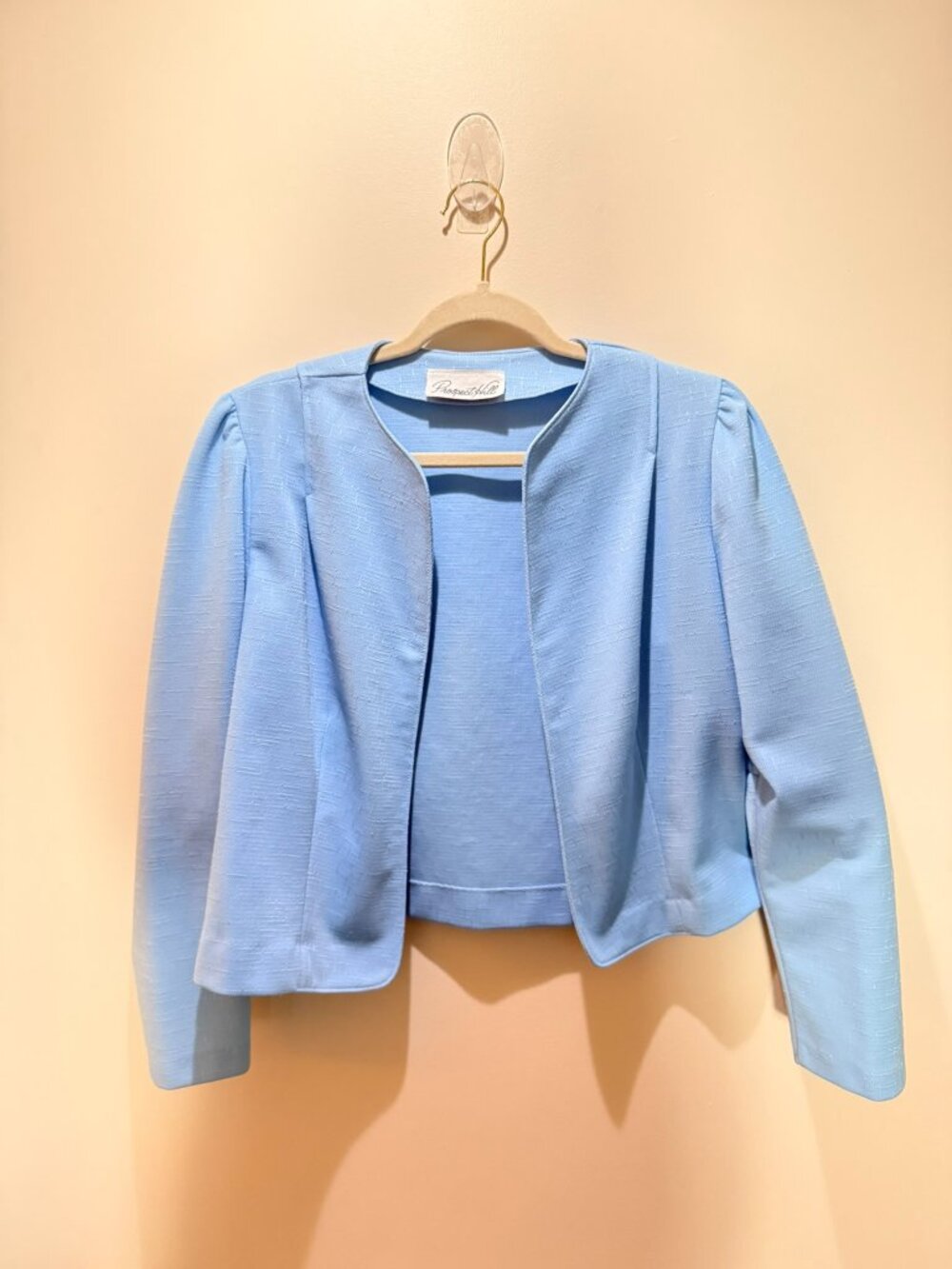 Prospect Hill Light Blue Open Front Cropped Blazer Jacket - Size L